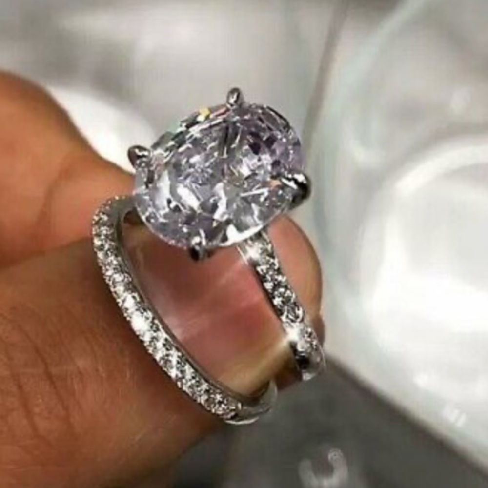 New stamped 925 sterling silver diamond  ring set - Picture 4 of 7